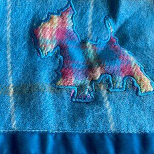 James Pringle Weavers Bright Blue Plaid Acrylic Scarf, Made in Scotland